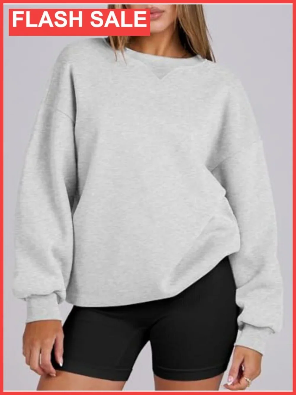 Oversized Crew Neck Fleece Sweatshirt Long Sleeve Pullover Casual